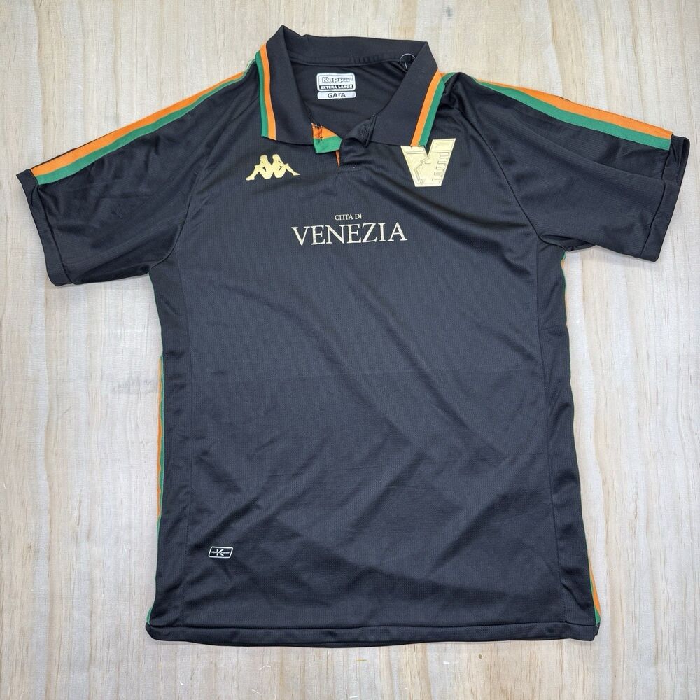 USED Sz XL Venezia F.C. Kappa 22/23 Home Jersey SLIM Fit Short Sleeve Black